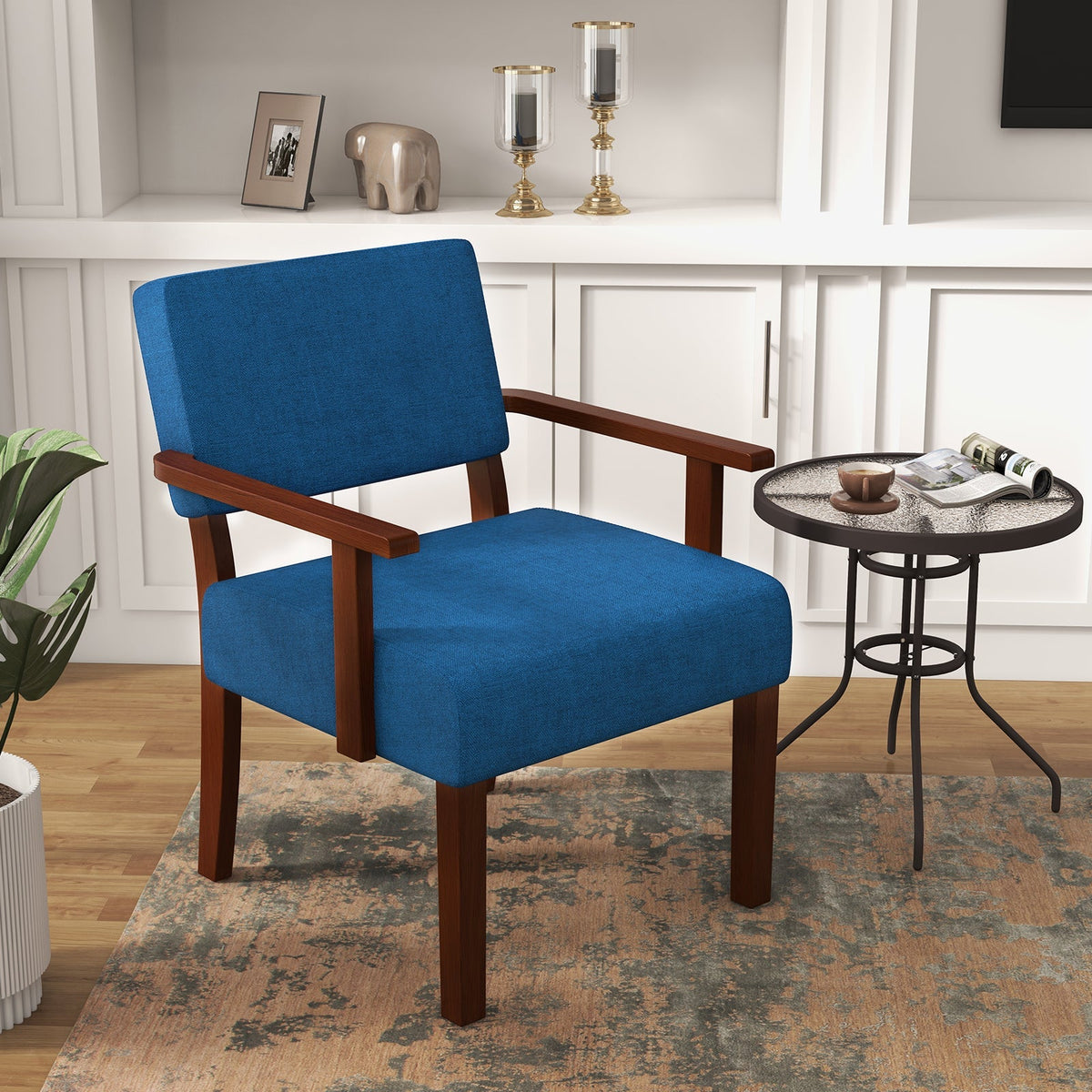 Linen Accent Chair with Soft Padded Seat and Backrest