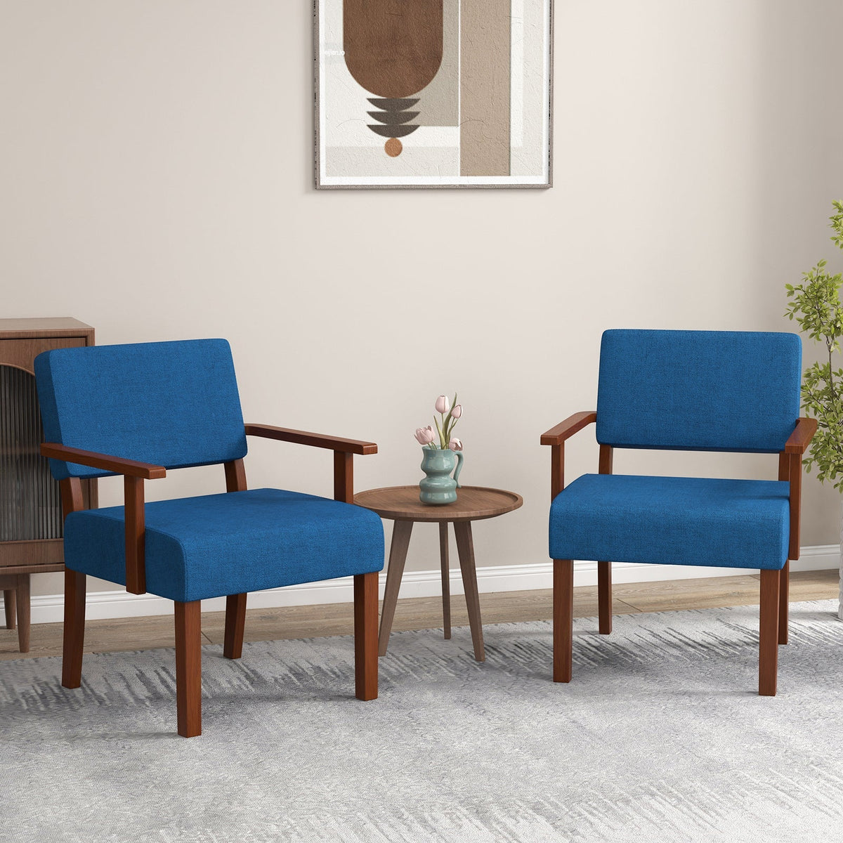 Linen Accent Chair with Soft Padded Seat and Backrest