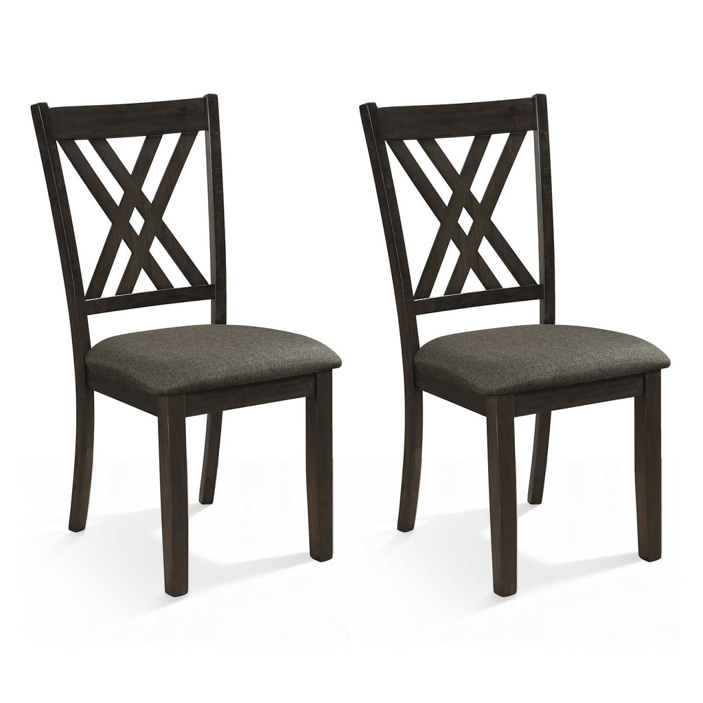 Linen Fabric Upholstered Wooden Dining Chair Set of 2