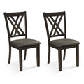 Linen Fabric Upholstered Wooden Dining Chair Set of 2