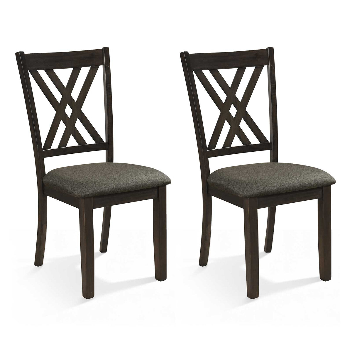 Linen Fabric Upholstered Wooden Dining Chair Set of 2