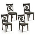 Linen Upholstered Wooden Dining Chair Set of 4 with Rubber Wood Frame