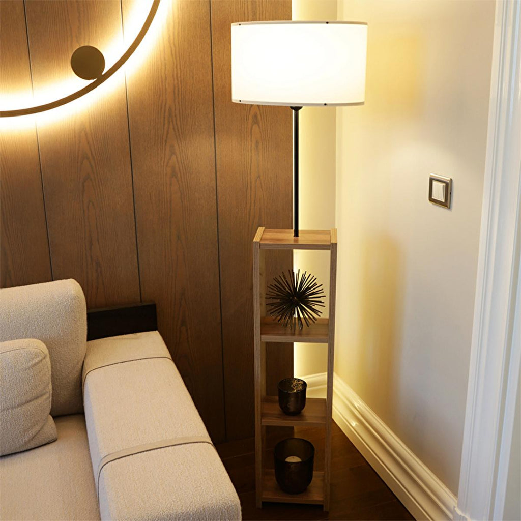 Decorative Floor Lamp with 3-Shelf Storage