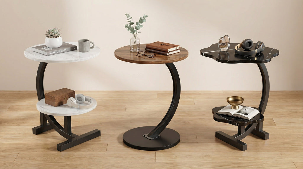 Modern Side Table – Round, C-Shape & Petal Designs