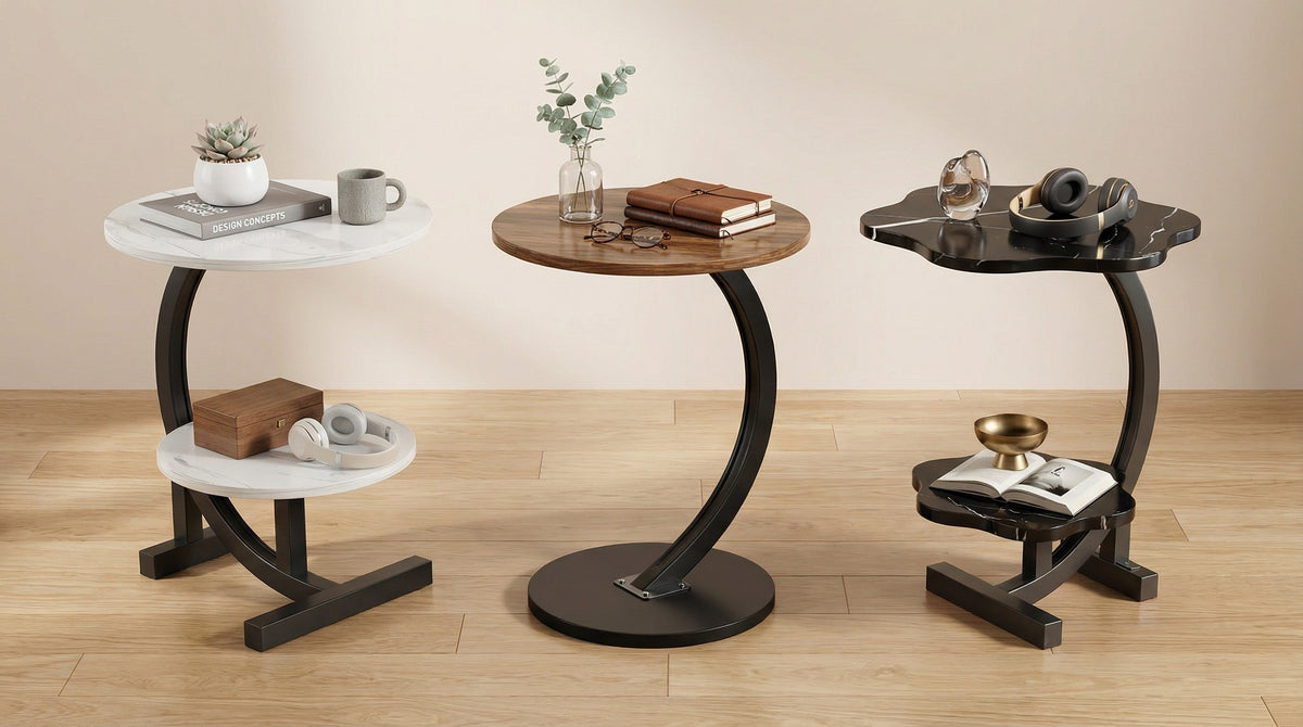 Modern Side Table – Round, C-Shape & Petal Designs