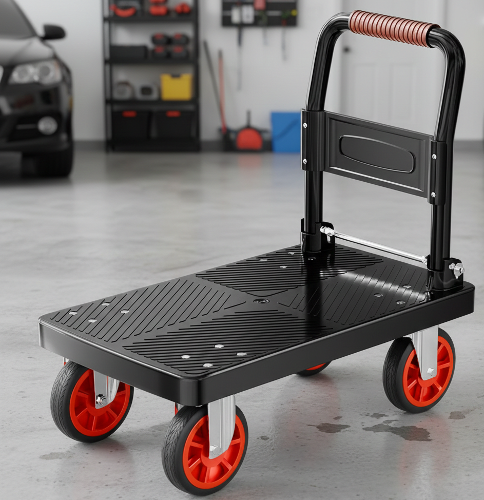 Heavy Duty Folding Platform Cart-350/660/820 lb-Flatbed Hand Truck with Strap