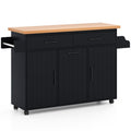 Mobile Kitchen Island Table with Trash Bag Storage