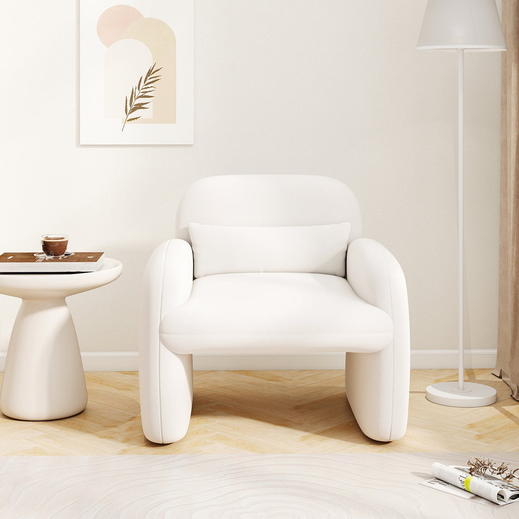 Modern Accent Chair with Waist Pillow and Armrests