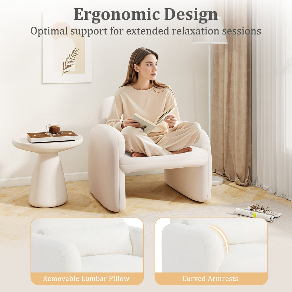 Modern Accent Chair with Waist Pillow and Armrests