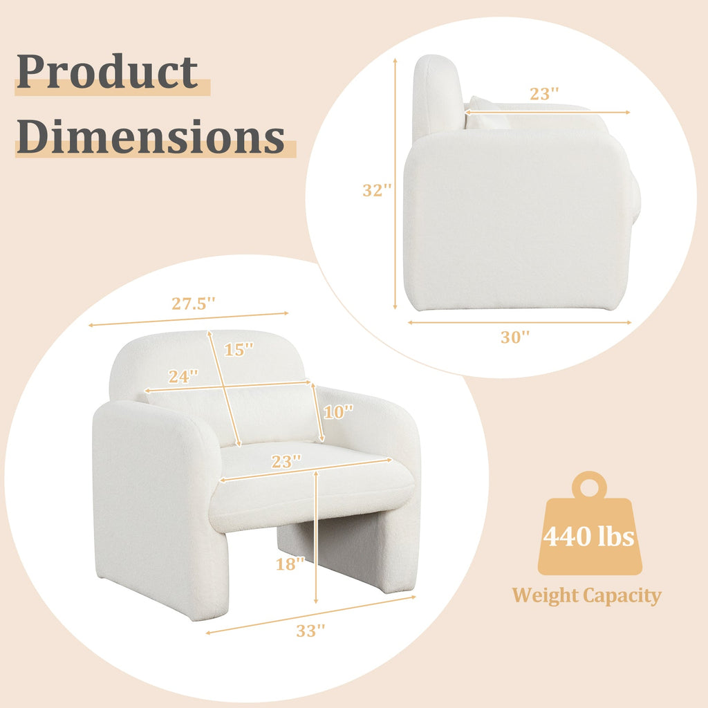 Modern Accent Chair with Waist Pillow and Armrests