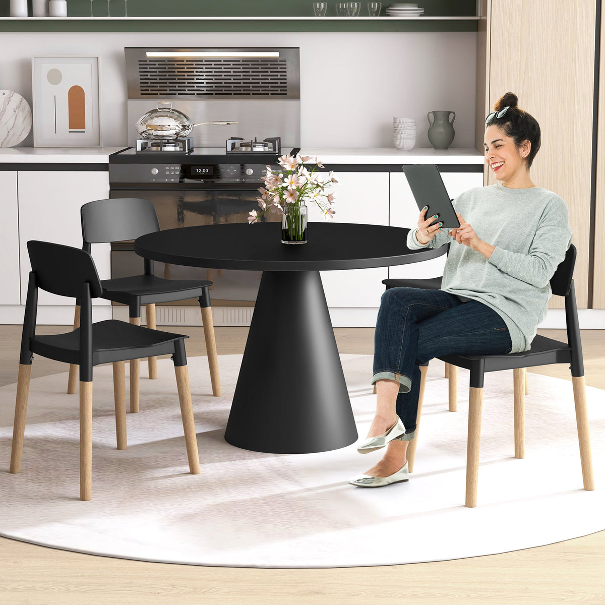 Modern Dining Side Chairs Set of 4 with Ergonomic Backrest