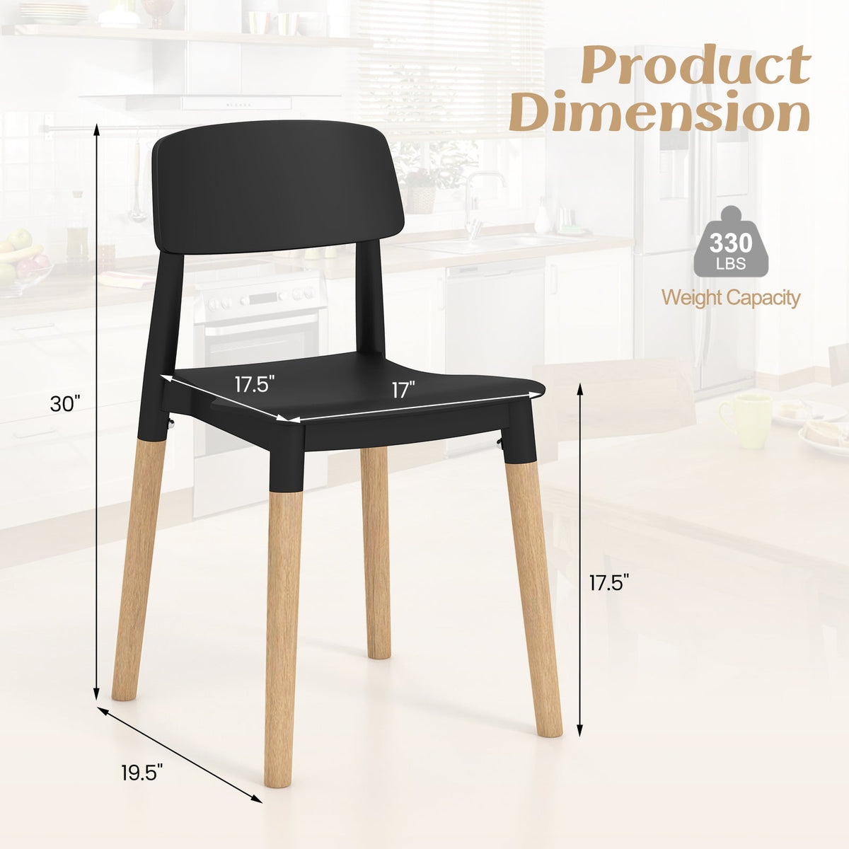 Modern Dining Side Chairs Set of 4 with Ergonomic Backrest
