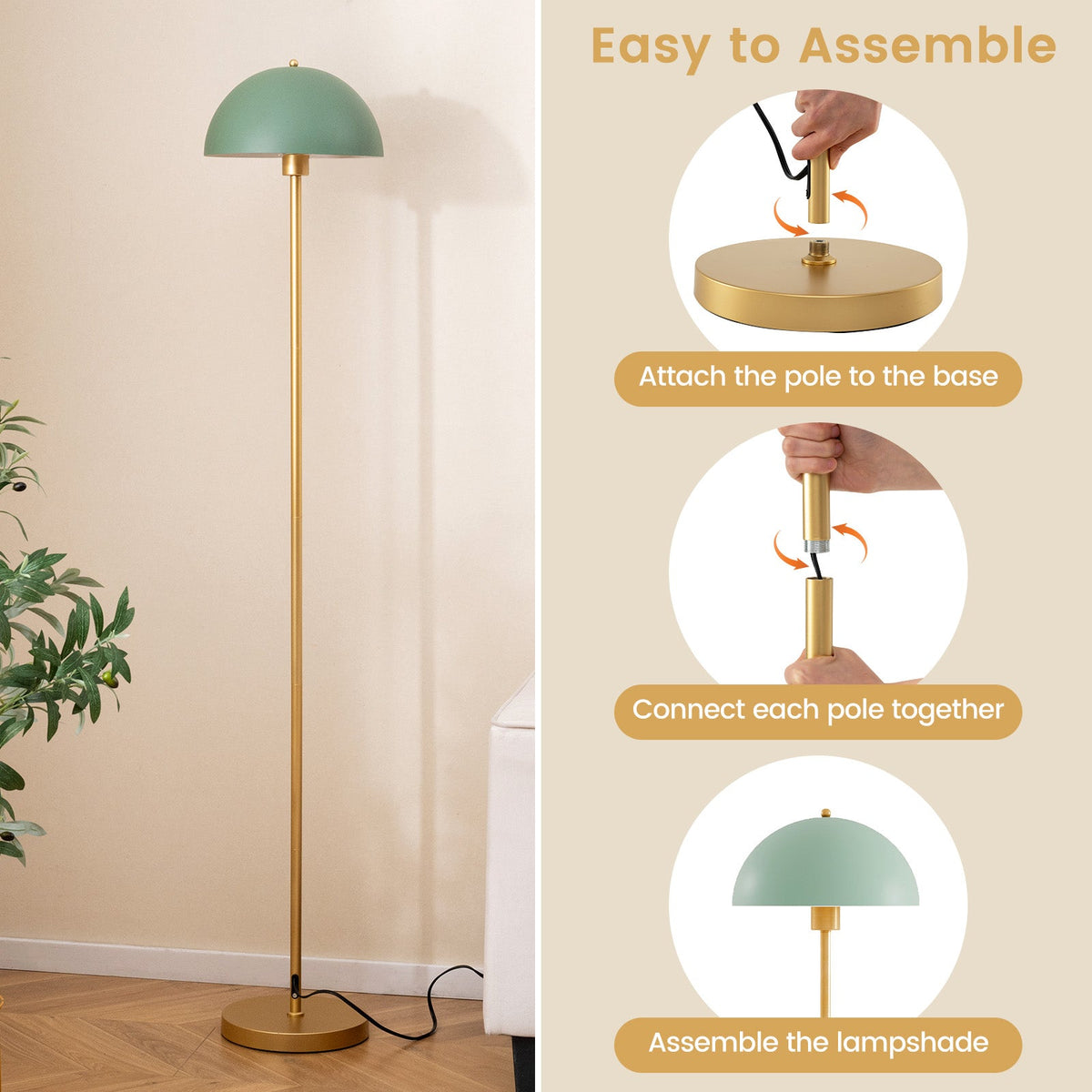 Modern Standing Lamp with Adjustable Lamp Head and Foot Switch