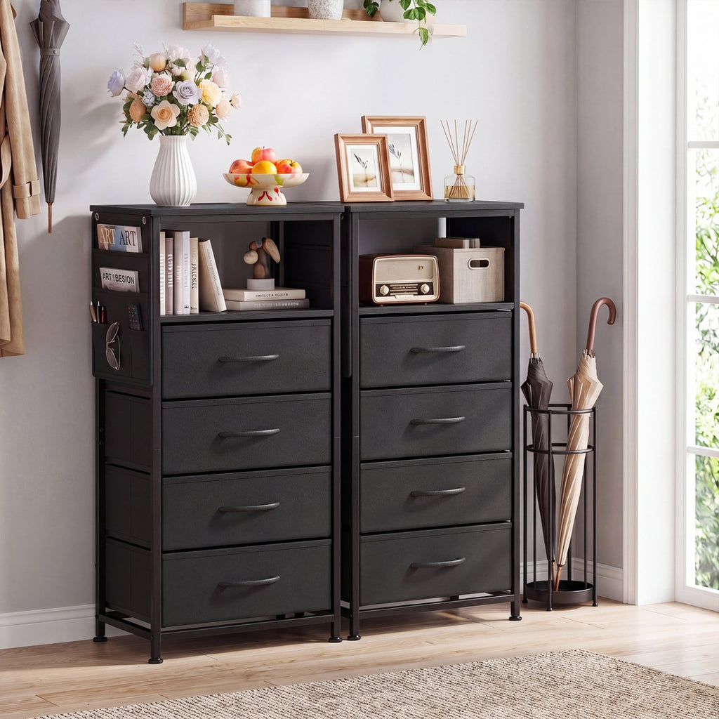 Nightstand with Integrated Charging Station 34" Modern Bedside Table