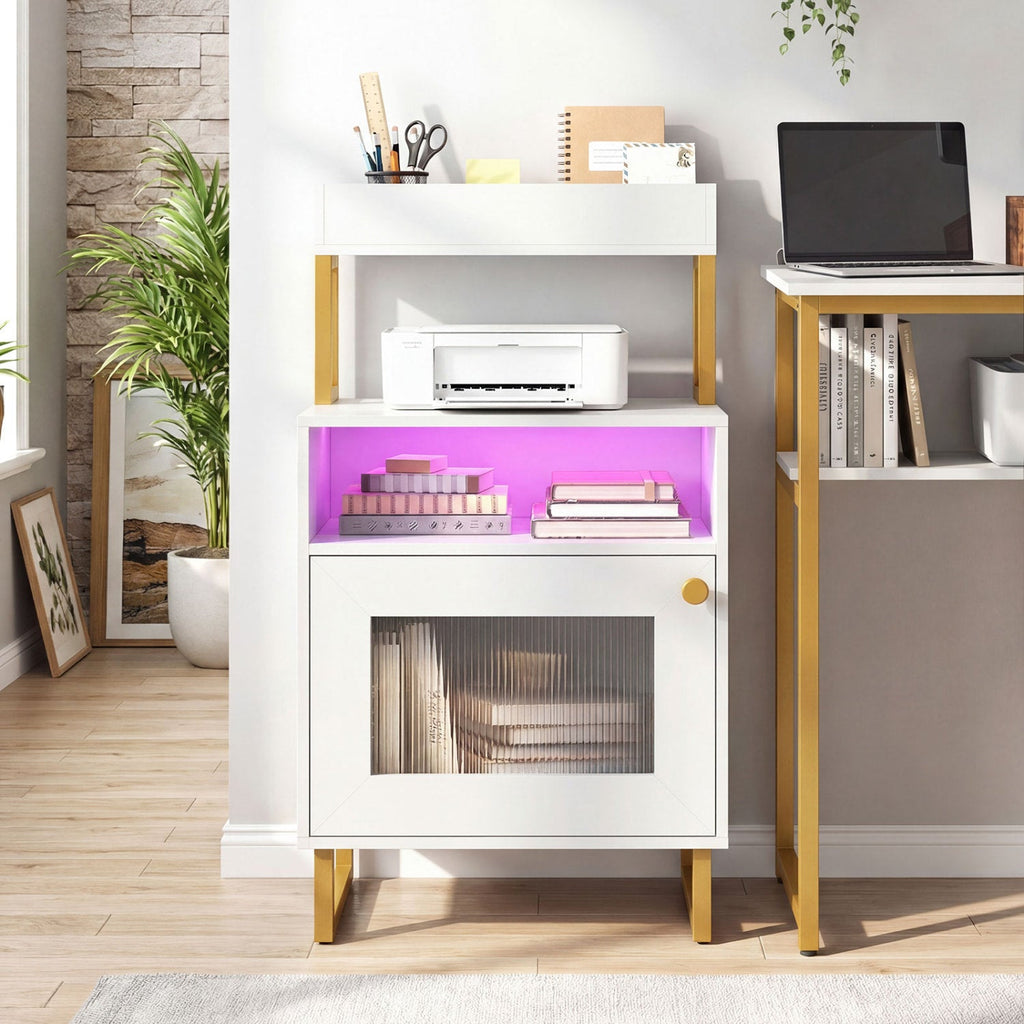 Nightstand with Integrated Charging Station 34" Modern Bedside Table