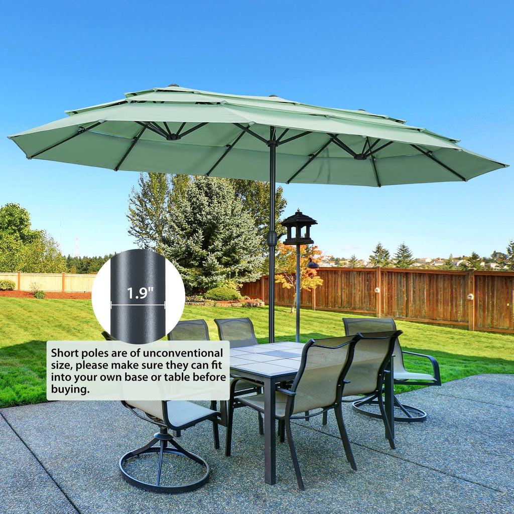 15ft Large Patio Umbrella, 3-Tiers Outdoor Double-Sided Rectangle