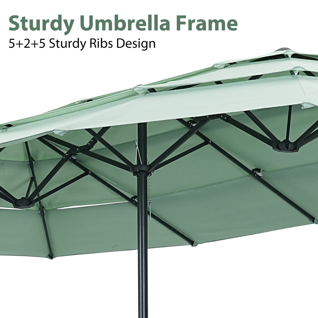 15ft Large Patio Umbrella, 3-Tiers Outdoor Double-Sided Rectangle