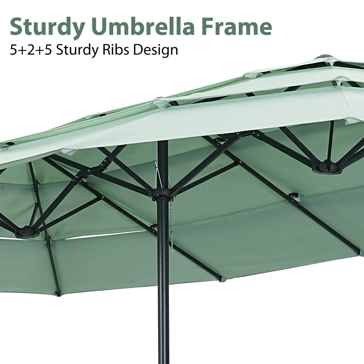 15ft Large Patio Umbrella, 3-Tiers Outdoor Double-Sided Rectangle