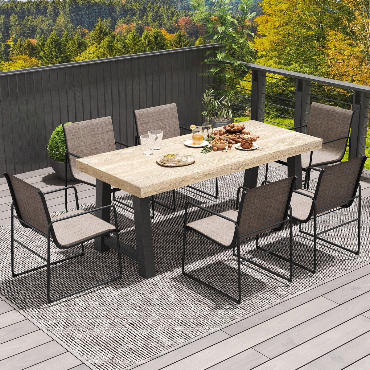 Dining Chairs Set of 2 Patio Chairs with Breathable Seat and Backrest