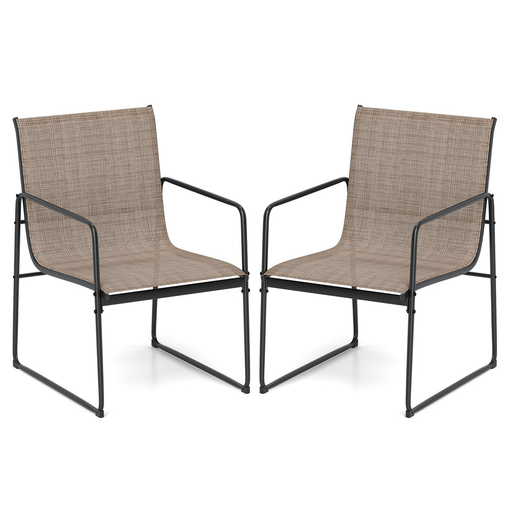 Dining Chairs Set of 2 Patio Chairs with Breathable Seat and Backrest