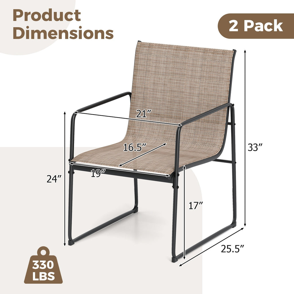 Dining Chairs Set of 2 Patio Chairs with Breathable Seat and Backrest