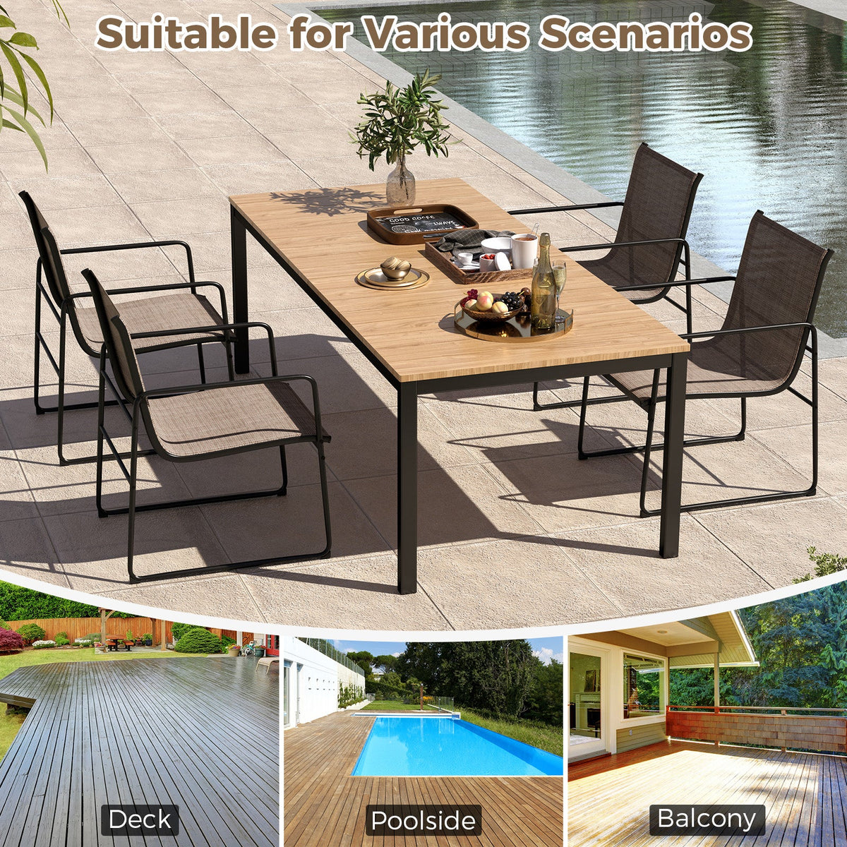 Dining Chairs Set of 4 Patio Chair with Breathable Seat and Backrest