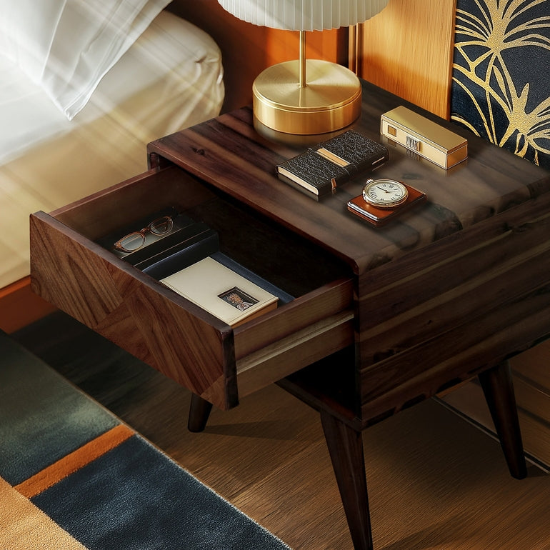 Laden Handcrafted Solid Wood Side Table, Nightstand