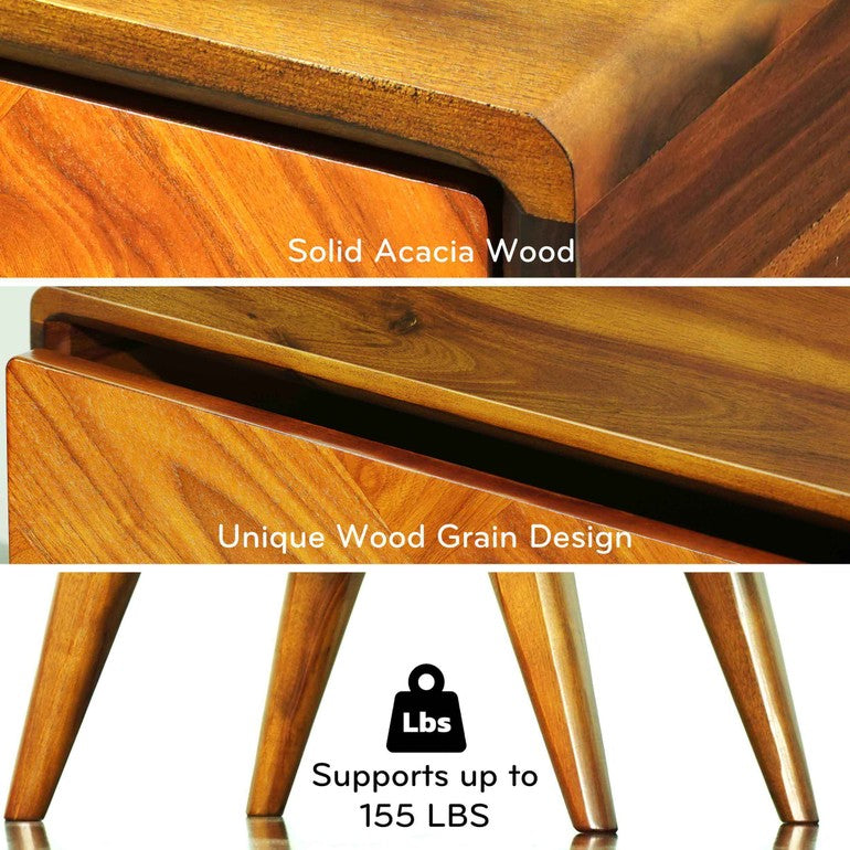 Laden Handcrafted Solid Wood Side Table, Nightstand
