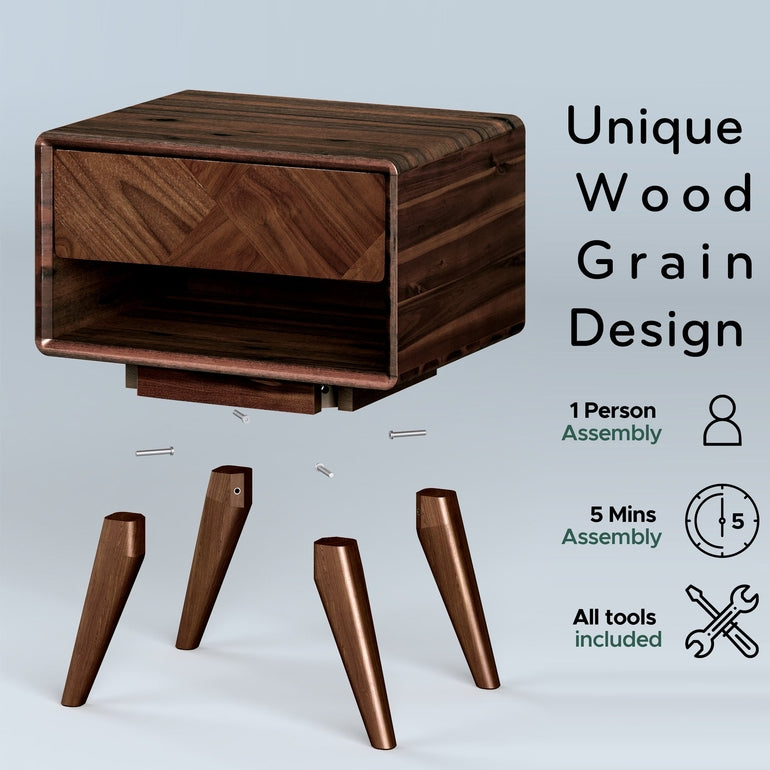 Laden Handcrafted Solid Wood Side Table, Nightstand