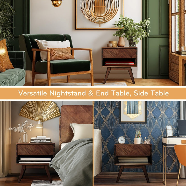 Laden Handcrafted Solid Wood Side Table, Nightstand