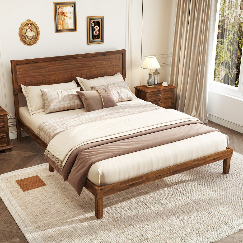 Twin/Full/Queen Size Bed Frame with Headboard and Wooden Slats Support