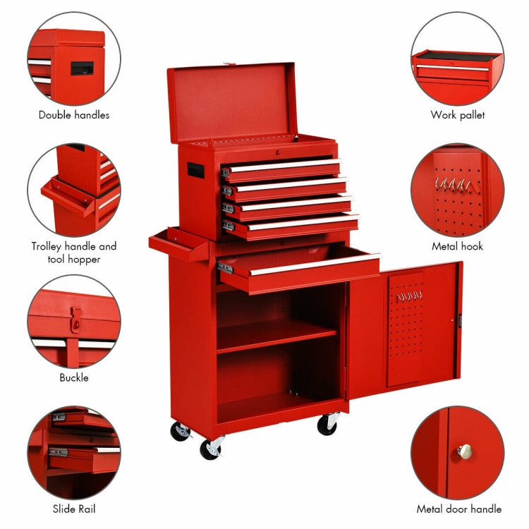Red Heavy Duty Steel Lockable Rolling Tool Chest