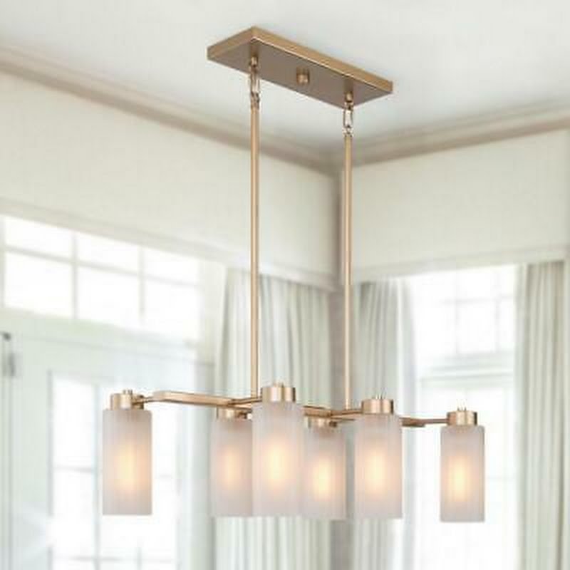 Modern Matte Brass Chandelier Linear Classic Deep Gold 6-Light