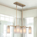 Modern Matte Brass Chandelier Linear Classic Deep Gold 6-Light