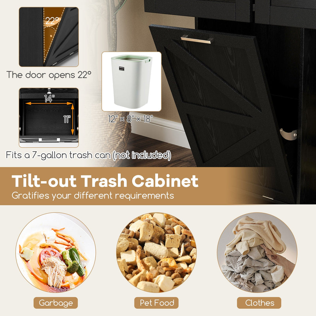 Rolling Kitchen Island with Trash Can Cabinet, Rubber Universal Wheels