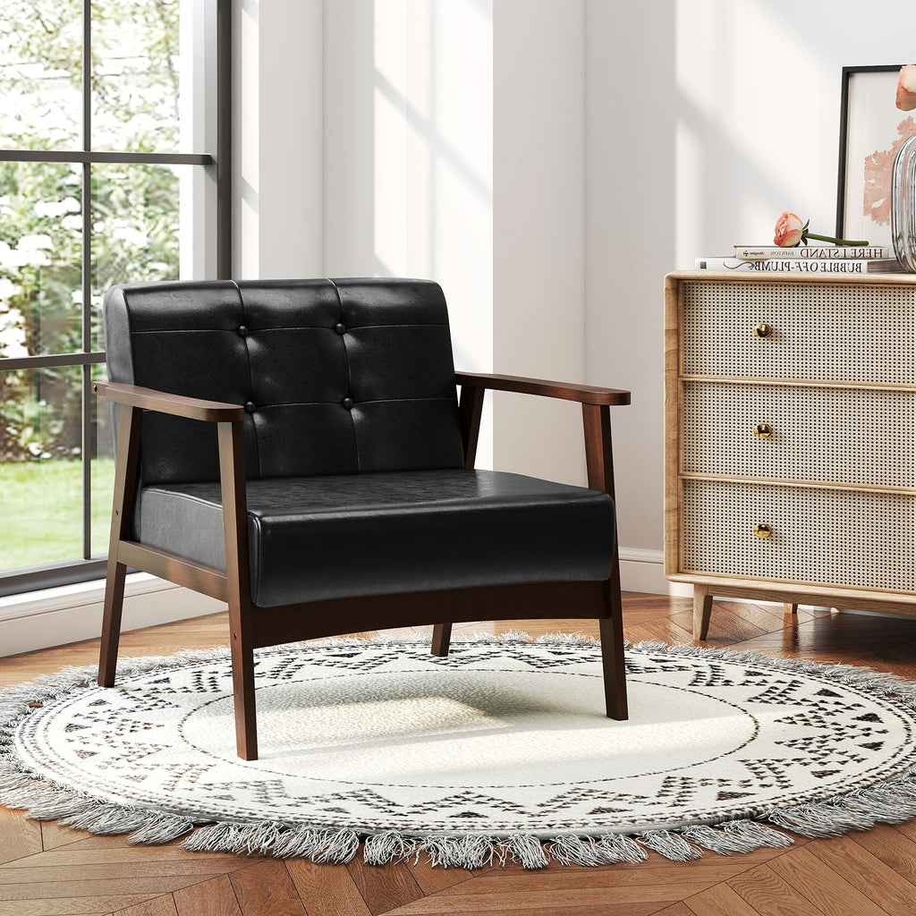 Rubber Wood Frame Accent Chair with Armrest