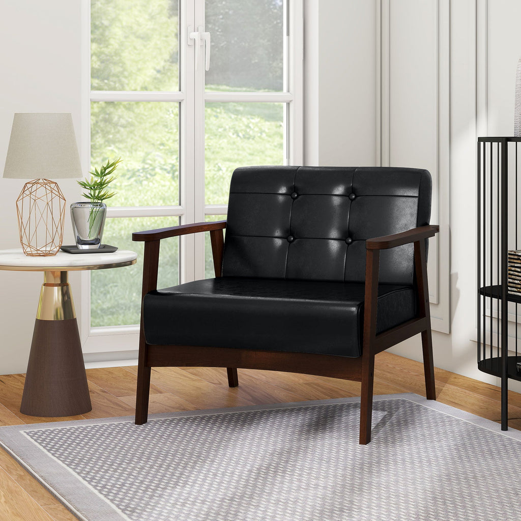 Rubber Wood Frame Accent Chair with Armrest