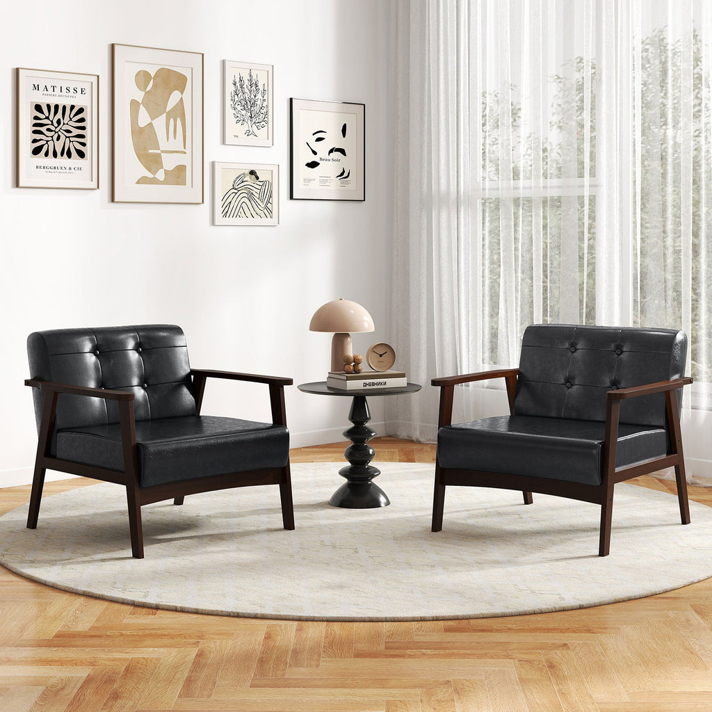 Rubber Wood Frame Accent Chair with Armrest