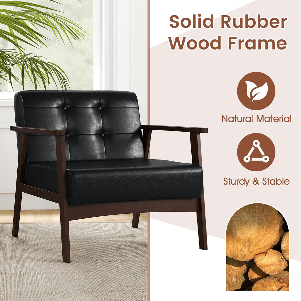Rubber Wood Frame Accent Chair with Armrest