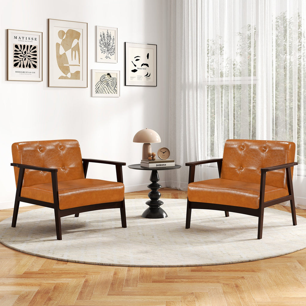 Rubber Wood Frame Accent Chair with Armrest