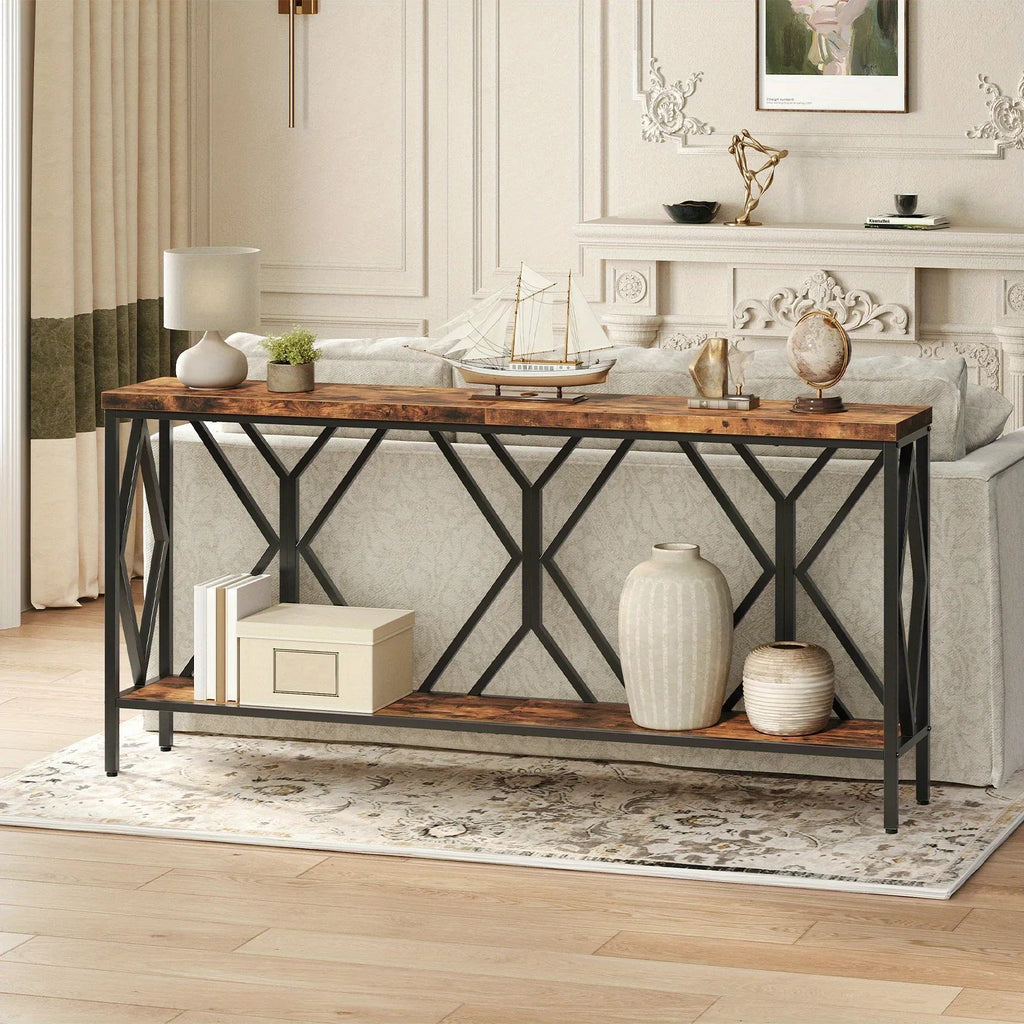 Rustic Brown And Black 70.9'' Extra Long Console Table
