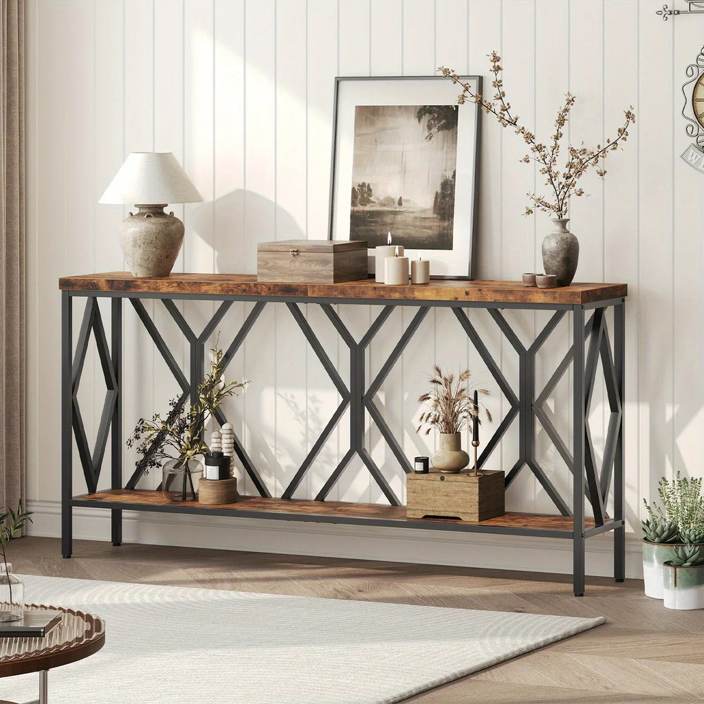 Rustic Brown And Black 70.9'' Extra Long Console Table