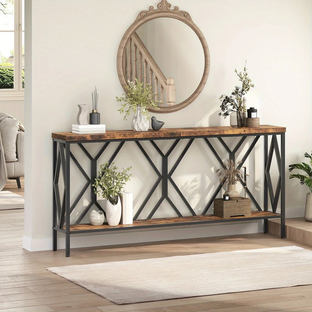 Rustic Brown And Black 70.9'' Extra Long Console Table