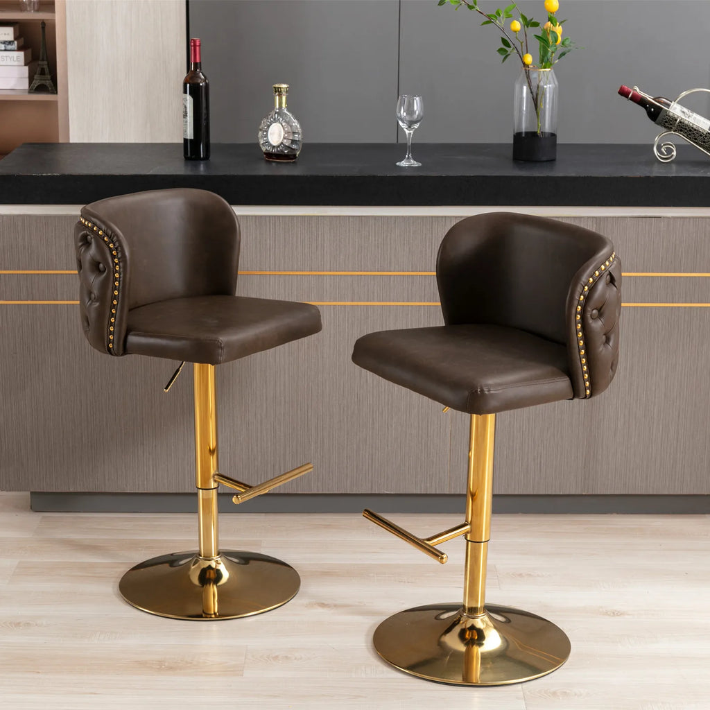 2Pcs Swivel Bar Kitchen Chairs  Upholstered Counter Height