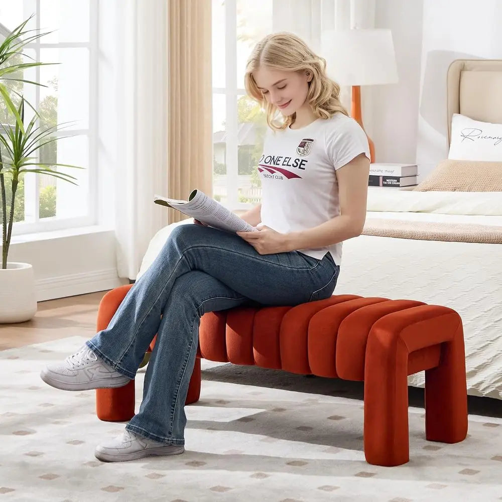 43.3 Bedroom Bench, Upholstered Entryway Bench