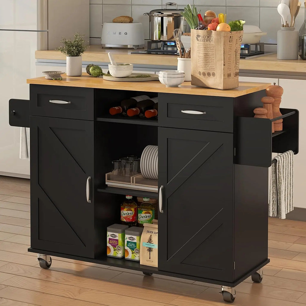 Rolling Kitchen Island Table With Folding Drop Leaf