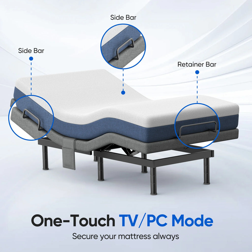 Twin Split King Size Adjustable Bed Base Frame with Massage