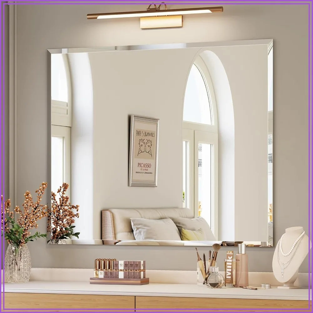 Frameless Beveled Bathroom Mirror 30x36
