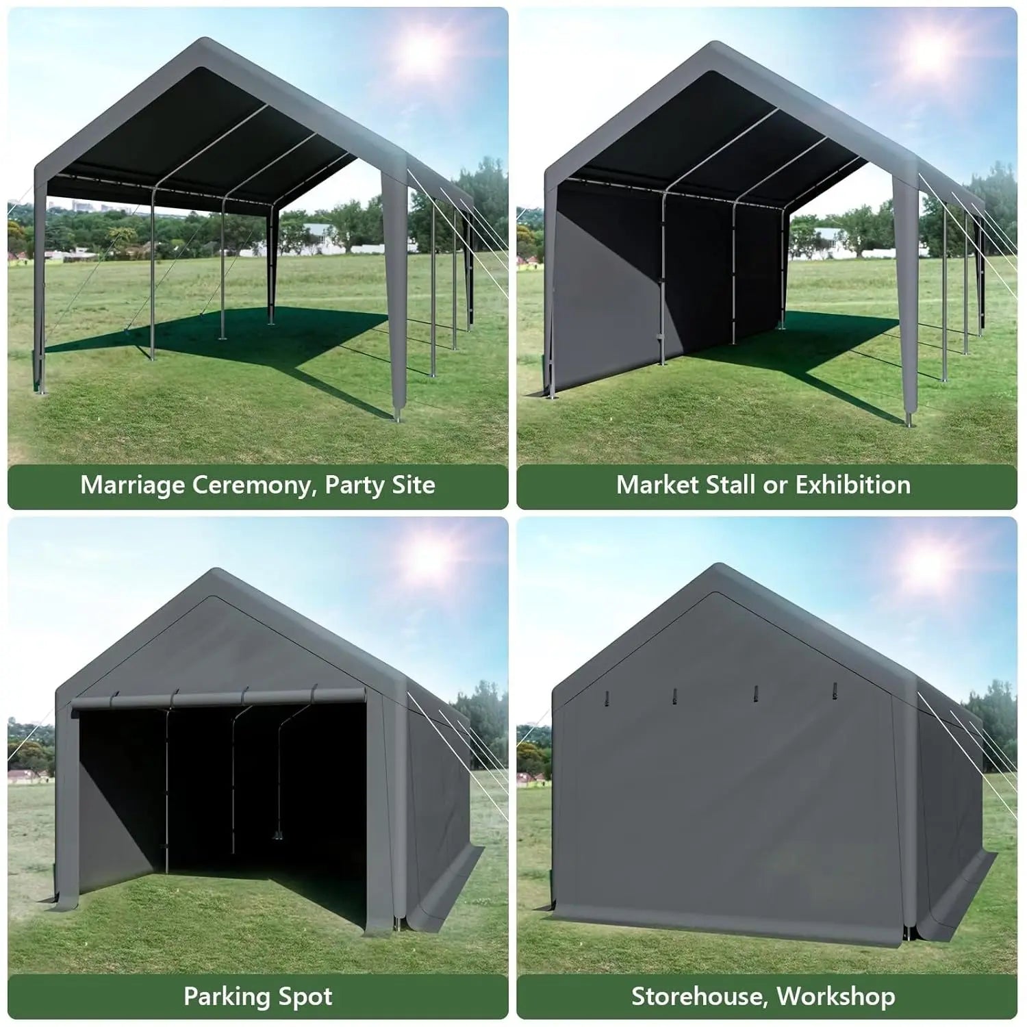 Carport 10x20 Ft Heavy Duty Canopy Steel Canopy