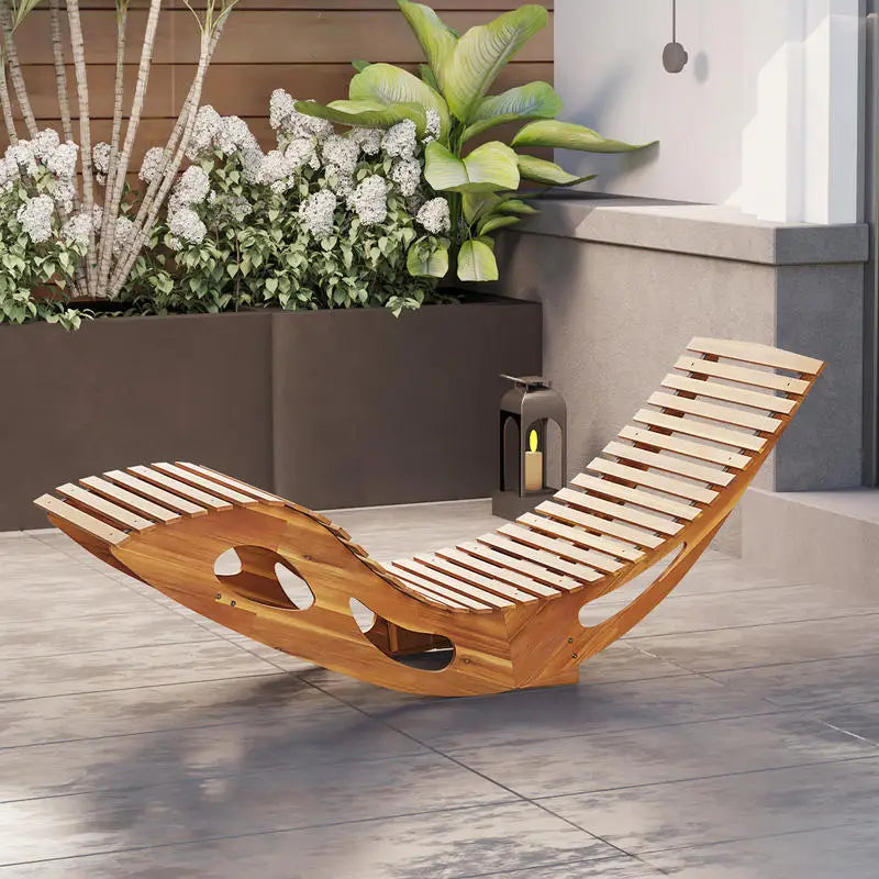 Acacia Wood Patio Rocking Sun Lounger
